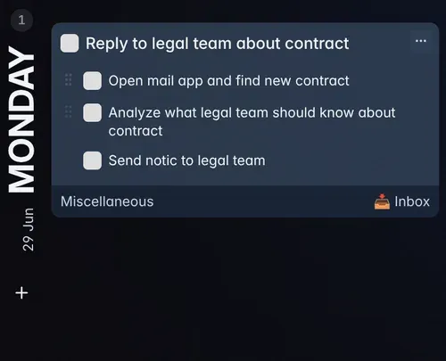 Checklist items inside a task card in Will Be Done