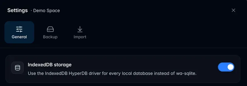 IndexedDB storage setting in Will Be Done